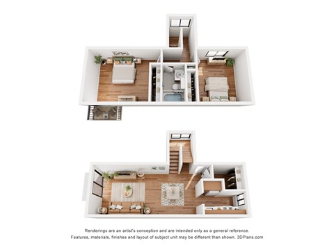 Floorplan for a 2 bedroom and 1 bath apartment